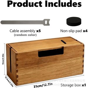 Organizador de Cables de Escritorio de Madera, Tipo Rectangular, para Almacenamiento de Router, Gestión de Cables de Datos, Multifuncional para el Hogar - Product Image 5