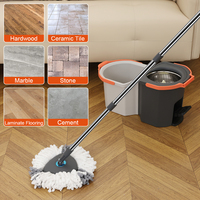 Ensemble serpillière et seau essoreur à tête pivotante personnalisable pour le nettoyage des sols en carrelage, stratifié et marbre, avec serpillière en microfibre rotative