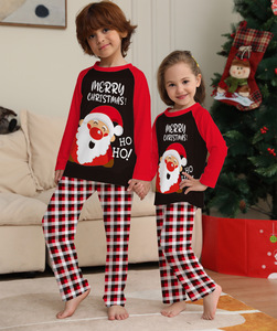 Nuevo <span class=keywords><strong>Pijama</strong></span> Térmico de Punto con Estampado de Santa Claus a Cuadros Rojos, Negros y Blancos a Juego para Navidad, Ropa de Casa Familiar para Padres e Hijos - Product Image 3