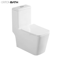 ORTONBATH WC monobloc moderne en céramique à double chasse 4/6L, émail autonettoyant, désodorisation automatique, siphon en S, à poser au sol