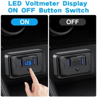 Prise murale USB 12V 72W PD et panneau de chargeur double USB 3 ports avec voltmètre et interrupteur marche/arrêt pour voiture, bus, camping-car, camion