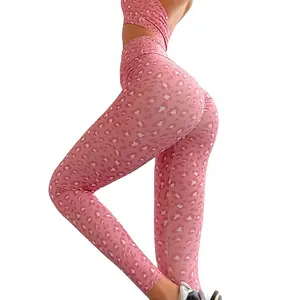 Pantaloni per il controllo della pancia da palestra con stampa leopardata abbigliamento sportivo calzamaglia Fitness da corsa ad asciugatura rapida Leggings da Yoga per donna