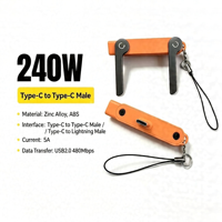 Kabel Pengisian Cepat TENOVA Factory 240W, Stand Ponsel Lipat, Siku 90 Derajat, Silikon Foil, Kabel Gaming Ponsel