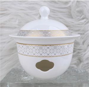 Service de vaisselle en céramique de luxe moderne pour plus de 10 personnes, motif incrusté d'or, assiettes et bols ronds sous glaçure, compatibles lave-vaisselle, pour les fêtes - Product Image 5