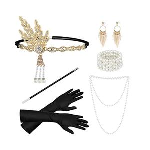 Gatsby Party Bandeau en alliage de plumes Collier de perles <span class=keywords><strong>Porte</strong></span>-<span class=keywords><strong>cigarette</strong></span> et ensemble de gants-Accessoires rétro Hepburn Outfit - Product Image 5