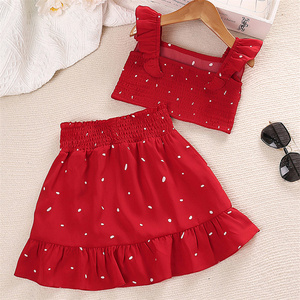 Girls' <strong>Suit</strong> 2023 Summer New Version of Children's Suspenders + Short Skirt Two-Piece Set Explosive Children's Clothing Wholesale - Product Image 2