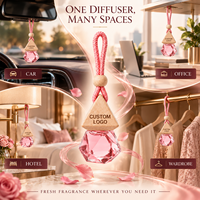 Désodorisant de voiture Rose Santal 8ml, flacon en verre facetté, bouchon en bois pyramidal, lot de 10 pièces, coffret cadeau pour hôtel, armoire, approvisionnement en gros