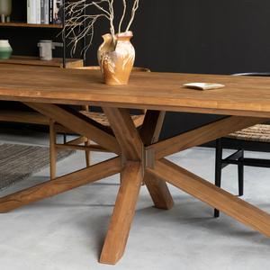 Mesa de Comedor Rectangular Larga de Madera Maciza de Teca Antigua Importada MountainLiving, Estilo Artístico del Norte de Europa XO980013 para Sala de Estar - Product Image 2
