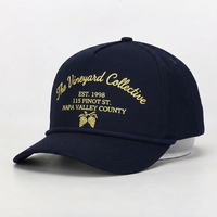 Casquette de baseball en coton personnalisée OEM, 5 panneaux, logo brodé réglable pour marques de distributeurs