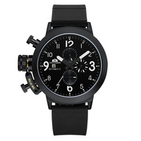Montre automatique mécanique pour homme, boîtier en alliage, cadran lumineux, 50 mm, calendrier, bracelet en caoutchouc, fermoir caché, étanche 30 m