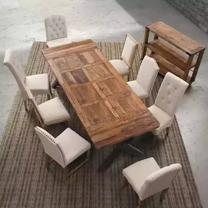 农家桌椅美国简约风格乡村节省空间实木餐桌套装