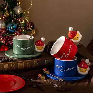 Tazas de Navidad creativas, nivel de apariencia alta, personalidad, té de la tarde, taza de café, platillo, cuchara