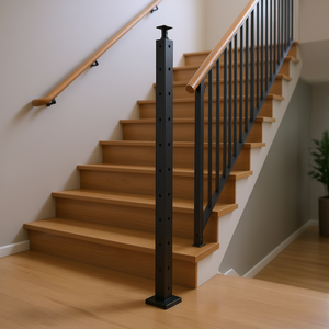 Poste de Acero Inoxidable Negro en Forma de L de 106.7x2.5x5 cm, Piezas para Escaleras, Diseño Moderno - Product Image 2