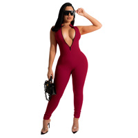 Combinaison Weimei Zis Pick New en viscose/polyester côtelée élastique zippée pour femme, bretelles spaghetti, longueur intégrale, plusieurs coloris