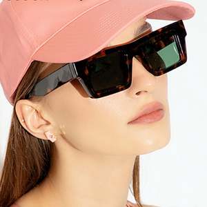 Lunettes de soleil tendance vintage rétro multicolores pour hommes, monture contrastée classique, verres carrés colorés pour hommes et femmes - Product Image 2