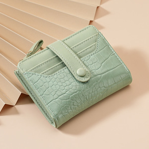 Offre Spéciale mode pierre motif couleur unie porte-carte court fermeture éclair Pu porte-monnaie - Product Image 5