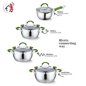 Bán buôn hình nón hình dạng 8 bức ảnh nấu ăn chậu và Chảo thép không gỉ <span class=keywords><strong>Cookware</strong></span> <span class=keywords><strong>Set</strong></span> với hai đổ môi - Product Image 2