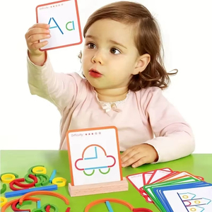 Gioco di Puzzle con <span class=keywords><strong>Bastoncini</strong></span> e Anelli in Legno, Giocattolo Educativo per lo Sviluppo dell'Intelligenza, Blocchi da Assemblare - Product Image 4