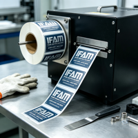 Étiquettes en vinyle imperméables personnalisées imprimées pour équipements industriels, autocollants de marque pour machines, marquage de logos pour cosmétiques et parfums