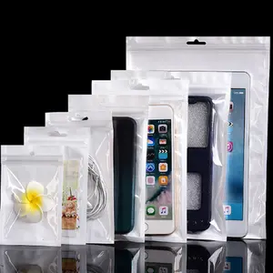 In Voorraad En Custom Rits Plastic Retail Verpakking Witte Plastic Zak Voor Telefoon Case