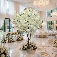 Kunstmatige witte kersenbloesemboom 205cm 6.8ft afneembare stam plastic stof milieuvriendelijke bloemen bruiloft evenement feestzaal