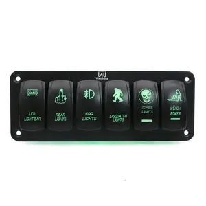 6 gruppo bilanciere pannello in alluminio 12V/24V indicatore LED 5 Pin SPST interruttore a bilanciere Laser per auto auto barca marina