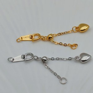 Cadena de Extensión con Cierre de Corazón de Plata de Ley S925 de 3 cm, Accesorios de Joyería para Hacer Collares - Product Image 4
