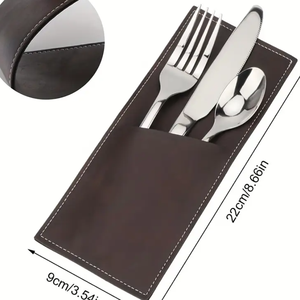Pochette à <span class=keywords><strong>couverts</strong></span> élégante en similicuir, pochette à 3 fentes pour couteau et fourchette, pochette pour la cuisine et la vaisselle décorative - Product Image 6
