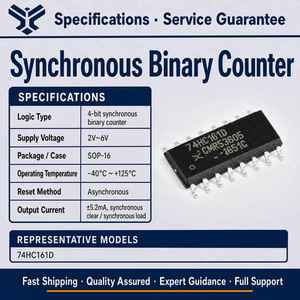 74HC161D 4-Bit Synchroner <span class=keywords><strong>Bin</strong></span>ärzähler SOP-16 Voreinstellbar Asynchroner Reset 74HC Hochgeschwindigkeits-CMOS 2V-6V SMD -40C +125C - Product Image 2