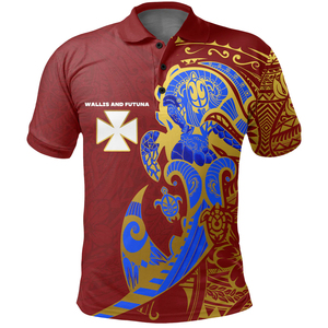 Polo personnalisé à Wallis-et-<span class=keywords><strong>Futuna</strong></span> Chemise à manches courtes en polyester respirant pour hommes, tenue décontractée, imprimé tribal polynésien, quantité minimale de commande bas - Product Image 2
