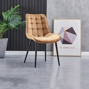 Chaise de salle à manger en tissu velours capitonné aux couleurs personnalisées, style moderne et contemporain, pour hôtel et restaurant, avec pieds en métal - Product Image 2