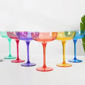 Пластиковые бокалы для вина с широким горлышком, бокал для бокала для шампанского, красочный бокал для напитков, для вечеринки, бара