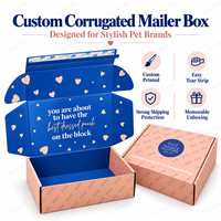 Boîtes d'emballage personnalisées en carton ondulé pour colliers, laisses, nœuds papillon et accessoires pour animaux de compagnie, idéales pour l'e-commerce et l'expédition aérienne.