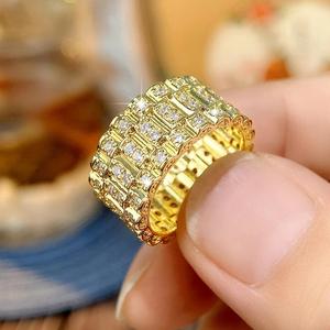 بيع بالجملة موضة كاوشي جديدة مكعب من عيار 18 قيراط مطلية بالذهب تصميم هيب هوب سوار واسع من الخواتم للرجال - Product Image 3