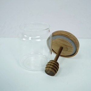 Nhà Tự Nhiên Thủy Tinh Nhỏ Mật Ong Lọ <span class=keywords><strong>Container</strong></span> Cho Xi-rô Với Keo Gáo Bằng Gỗ Và Nắp - Product Image 5