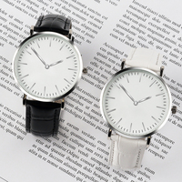 Jam tangan kuarsa dial besar, arloji tali kulit sederhana ultra-tipis