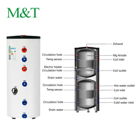Pompe à chaleur solaire air-eau en acier inoxydable 304/316 de 200 litres, 30 kW, chauffage DHW, certifiée CE, réservoir d'eau chaude 110 V