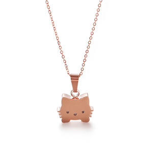 Joyería de moda, collar con colgante de gato bonito chapado en oro de acero inoxidable que no se deslustra para niñas y niños - Product Image 3