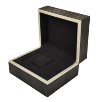 Boîte à montre en bois avec revêtement en cuir de crocodile, doublure en velours, logo personnalisé, boîte de rangement de luxe pour une seule montre, emballage cadeau pour marque de montres