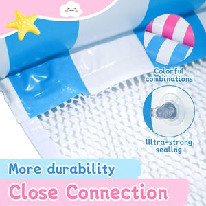 Kids Pool Lounge Chair 3 Tube <b>Inflatable</b> Water Hammock <b>Float</b> Pool <b>Floats</b> for Ages 8 to 12 Summer Vacation Party Essential - Product Image 6