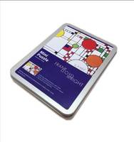 Boîte en métal rectangulaire à charnières, mini boîte de rangement pour jeux de puzzle, étui en fer carré avec impression personnalisée pour emballage de jouets et cadeaux