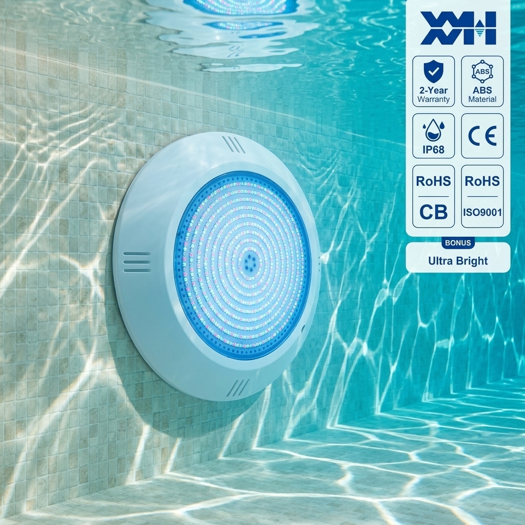 IP68 ABS Plastic Round RGB Color Changing Surface Mounted LED Swimming Pool Light Underwater Lamp with Remote Control