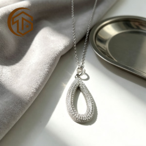 Collar con Colgante de Plata de Ley 925 con Zirconia en Forma de Gota de Agua, Joyería Fina Resistente al Agua, Oferta 2026 - Product Image 2