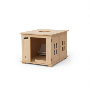 Caja de arena para gatos de madera con divisor de baño oculto, cuadrada, 100 L, para gatos - Product Image 1