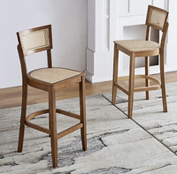 Wooden Coffee Cafe Shop Armlehne hoch Esszimmer Restaurant Küche Holz Bar Counter Hocker mit Seils itz