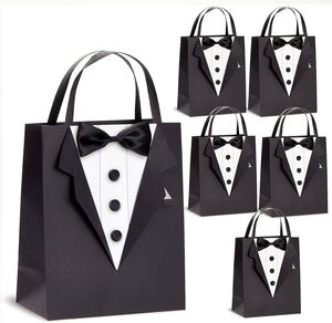 Sacs cadeaux classiques noirs pour smoking, idéaux pour les cadeaux de mariage, d'anniversaire, de père ou de témoin de mariage, ou comme souvenirs de fête de bachelier. - Product Image 2