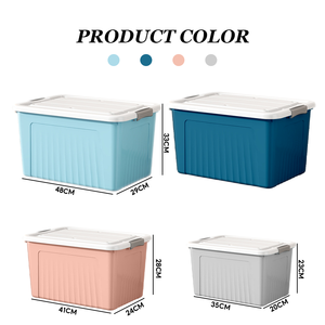 BARGAIN FACTORY 3-Piece <strong>Clear</strong> Plastic Storage <strong>Containers</strong> Lids Clips 43L Capacity Integrated Handles BPA Free English Design - Product Image 2