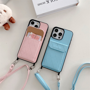 Pour <span class=keywords><strong>iPhone</strong></span> 16 <span class=keywords><strong>Pro</strong></span> Max étui de protection en <span class=keywords><strong>cuir</strong></span> avec bandoulière bandoulière couverture arrière pour <span class=keywords><strong>Apple</strong></span> 15 Plus Compatible matériau TPU - Product Image 3