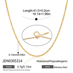 Collier en acier inoxydable plaqué or PVD 18K, à maillons mélangés (Figaro, torsadé, boule, trombone, blé, chemin <span class=keywords><strong>de</strong></span> fer), délicat pour femme - Product Image 4