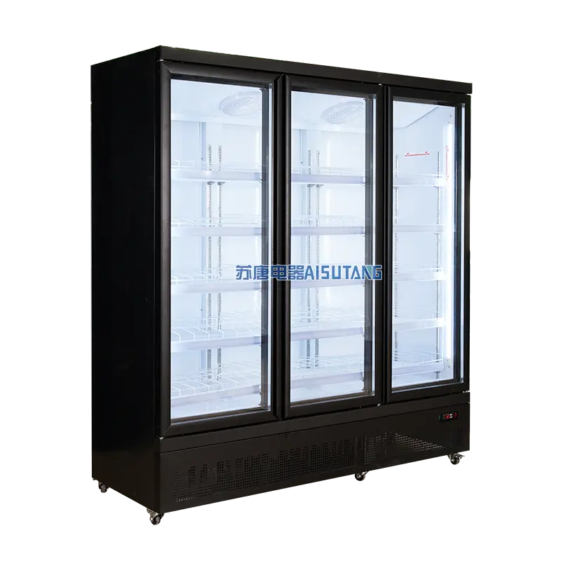 공장 도매 유리제 문 공기 냉각 냉각장치 진열장 호리호리한 냉장고 장비